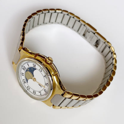 Yves Saint Laurent 1990s Moon Phase Two Tone Watch