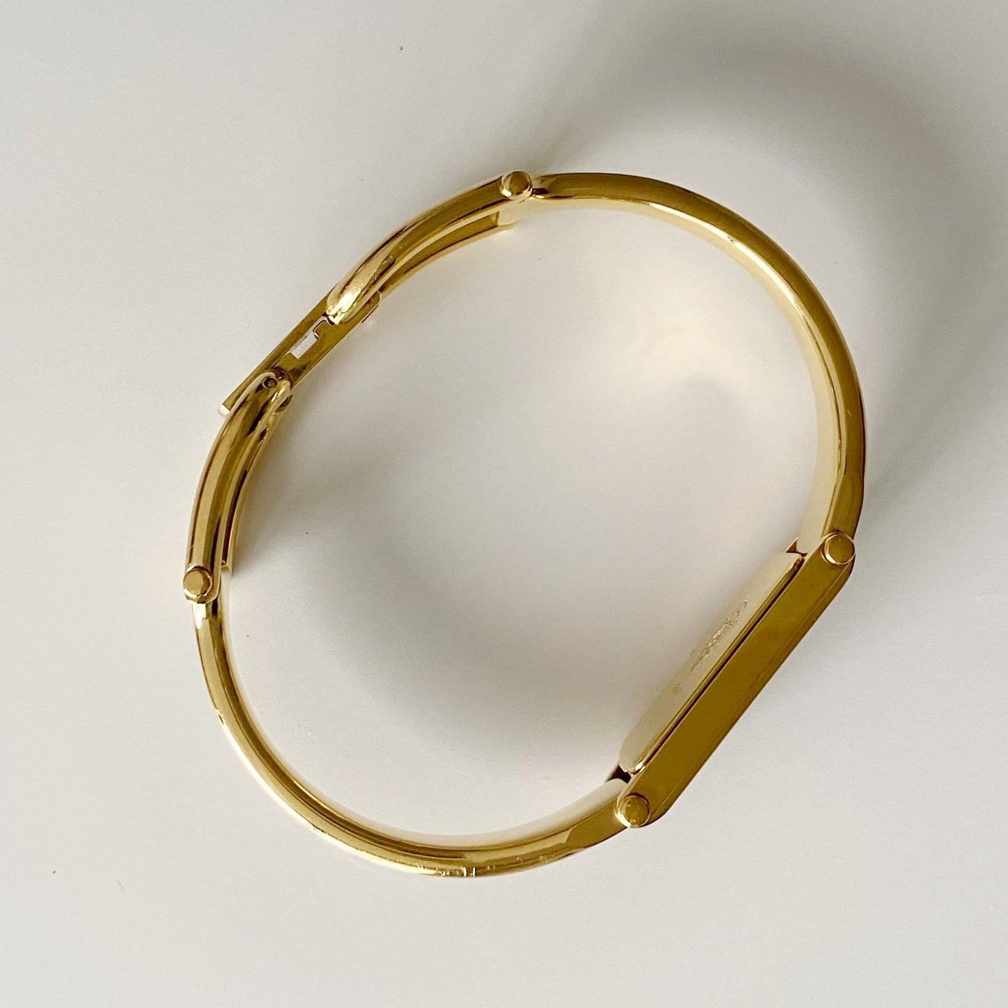 Gucci 1990s Gold Dial Gold Plated Bangle Watch
