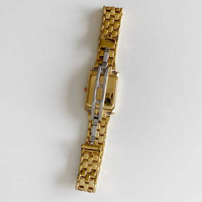 Gucci 1990s Gold Plated Rectangular Dial Watch