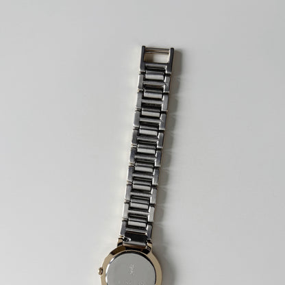 Yves Saint Laurent 1990s Round Dial Two Tone Gold Plated Watch