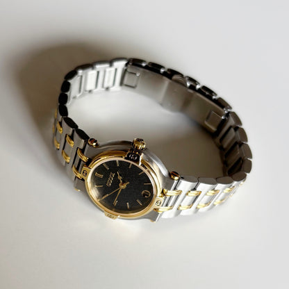 Gucci 1990s Black Dial Date Two Tone Watch
