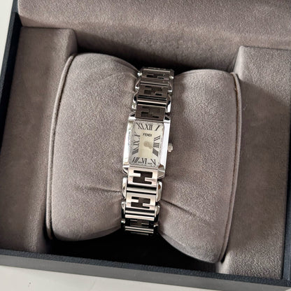 Fendi 1990s Seashell Dial Tank Stainless steel Watch