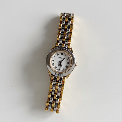 Burberry 1990s Round Dial Two Tone Watch