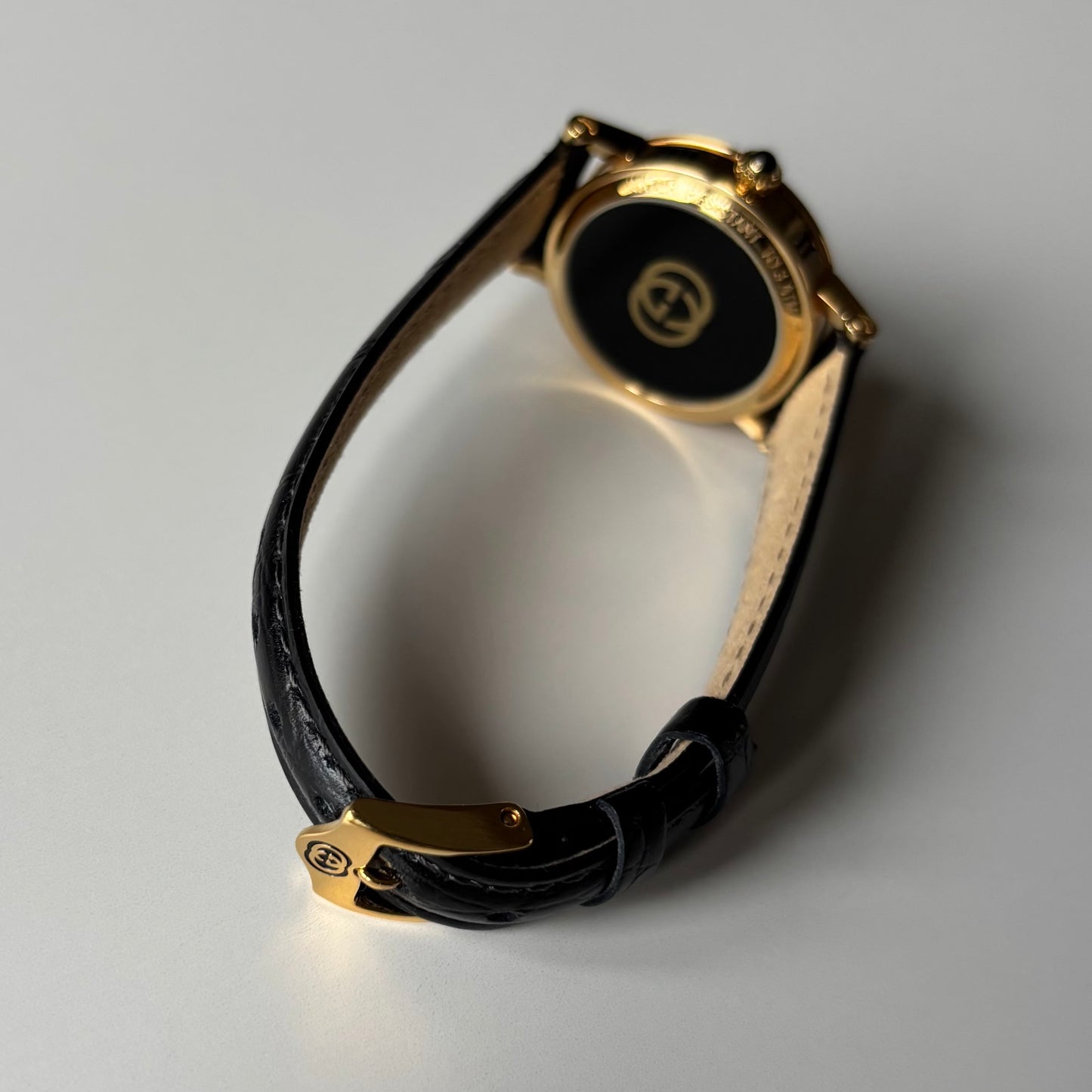 Gucci 1990s Date Round Dial Gold Plated Watch