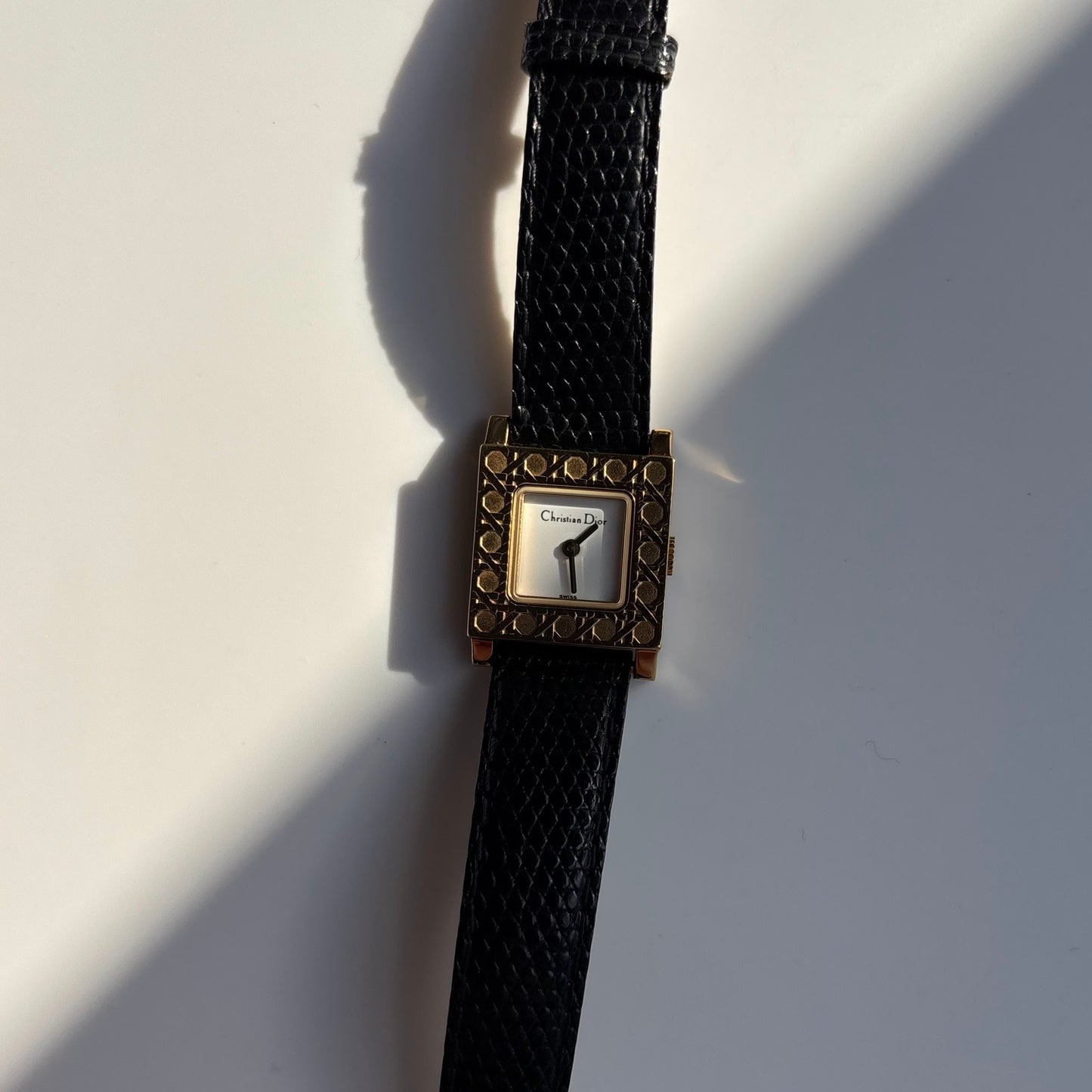 Dior 1990s La Parisienne Interchangeable Strap Gold Plated Watch with 3 straps, case