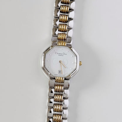 Dior 1990s Octagon Date Two Tone Watch