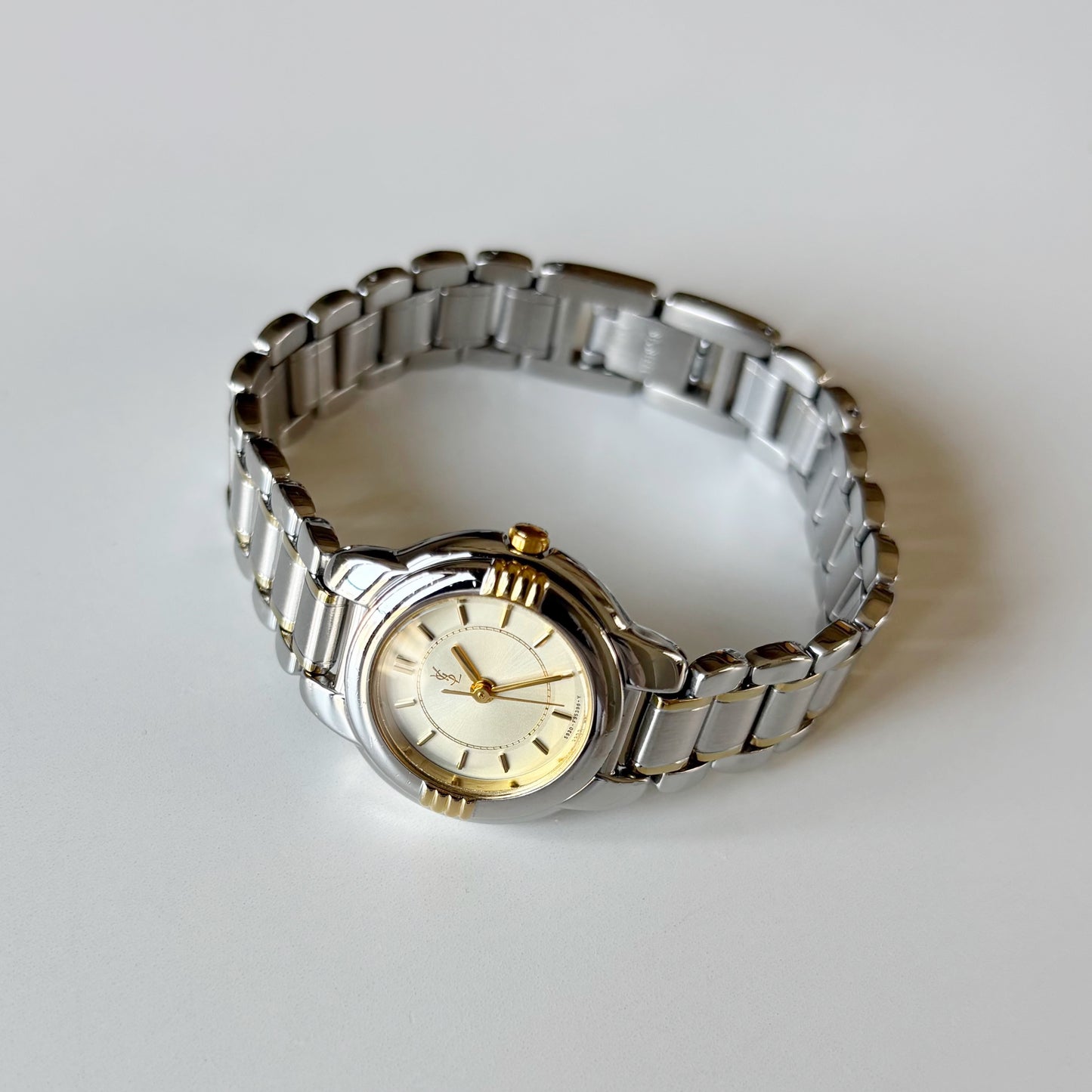 Yves Saint Laurent 1990s Round Dial Two Tone Watch
