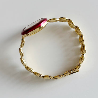 Gucci 1990s Interchangeable Bezel Gold Plated watch with 6 bezels, case (160cm)