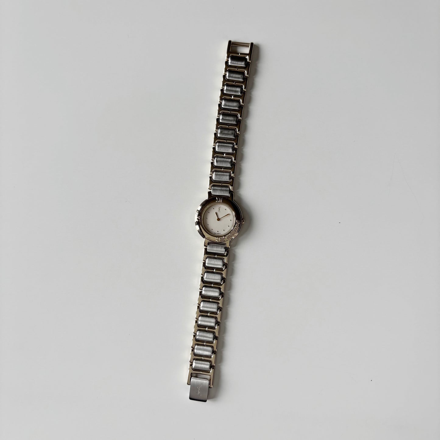 Yves Saint Laurent 1990s Round Dial Two Tone Watch