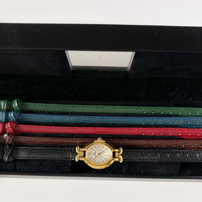 Fendi 1990s Interchangeable Strap Gold Plated Watch with 5 straps, case