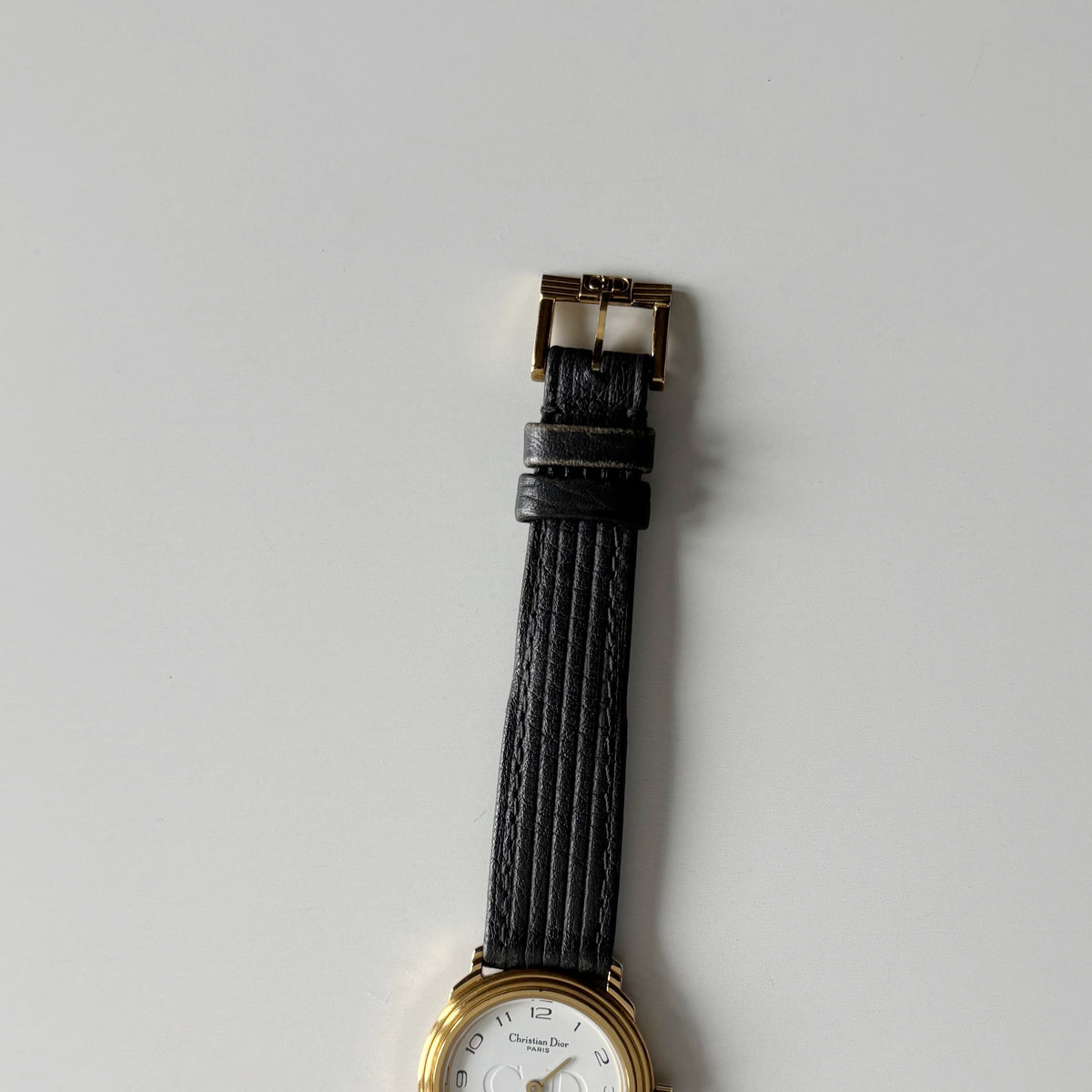 Dior 1990s Date Round Dial Gold Plated Watch