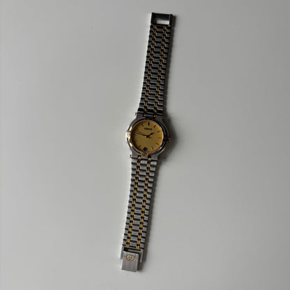 Gucci 1990s Date Round Dial Two Tone Watch (Large)