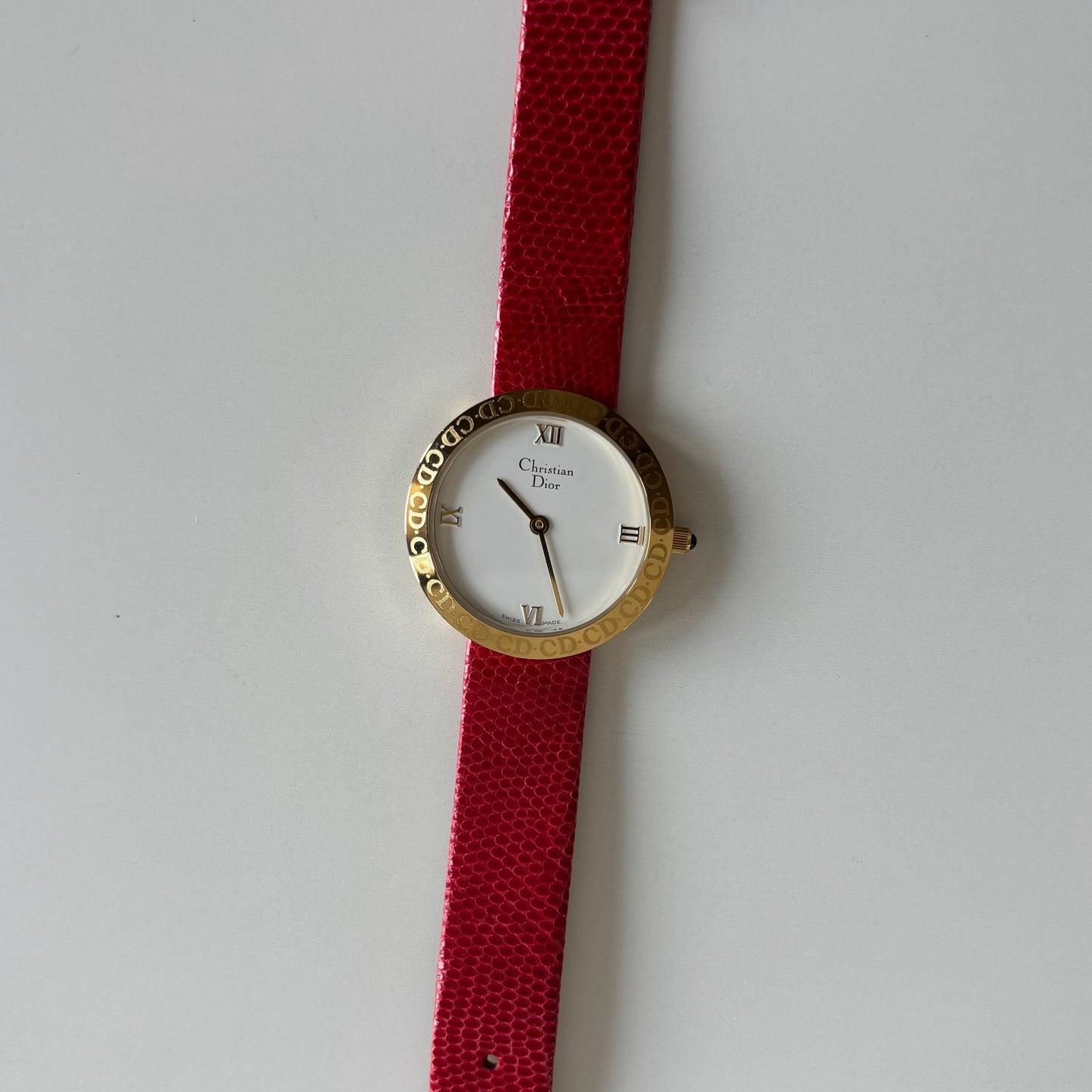 Dior 1990s Round Dial Gold Plated Watch