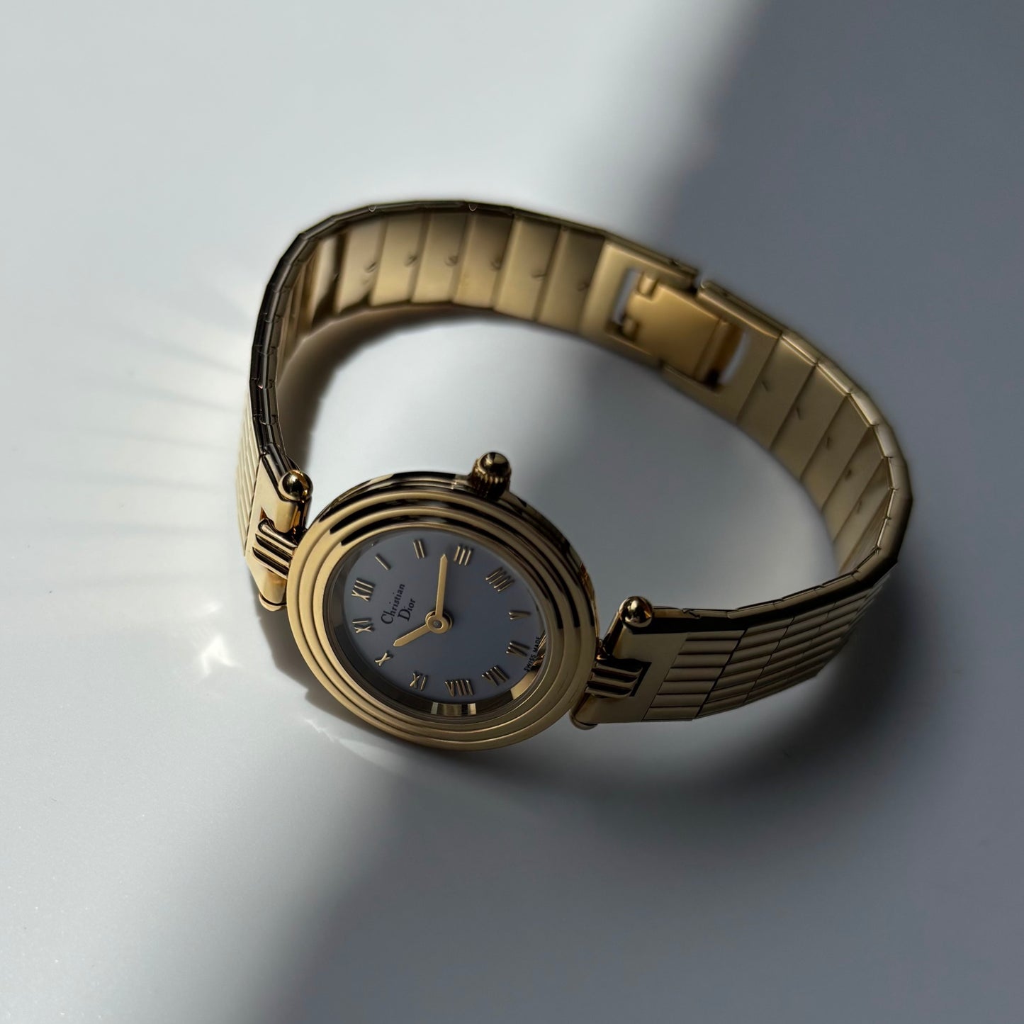 Dior 1990s Round Dial Gold Plated Watch