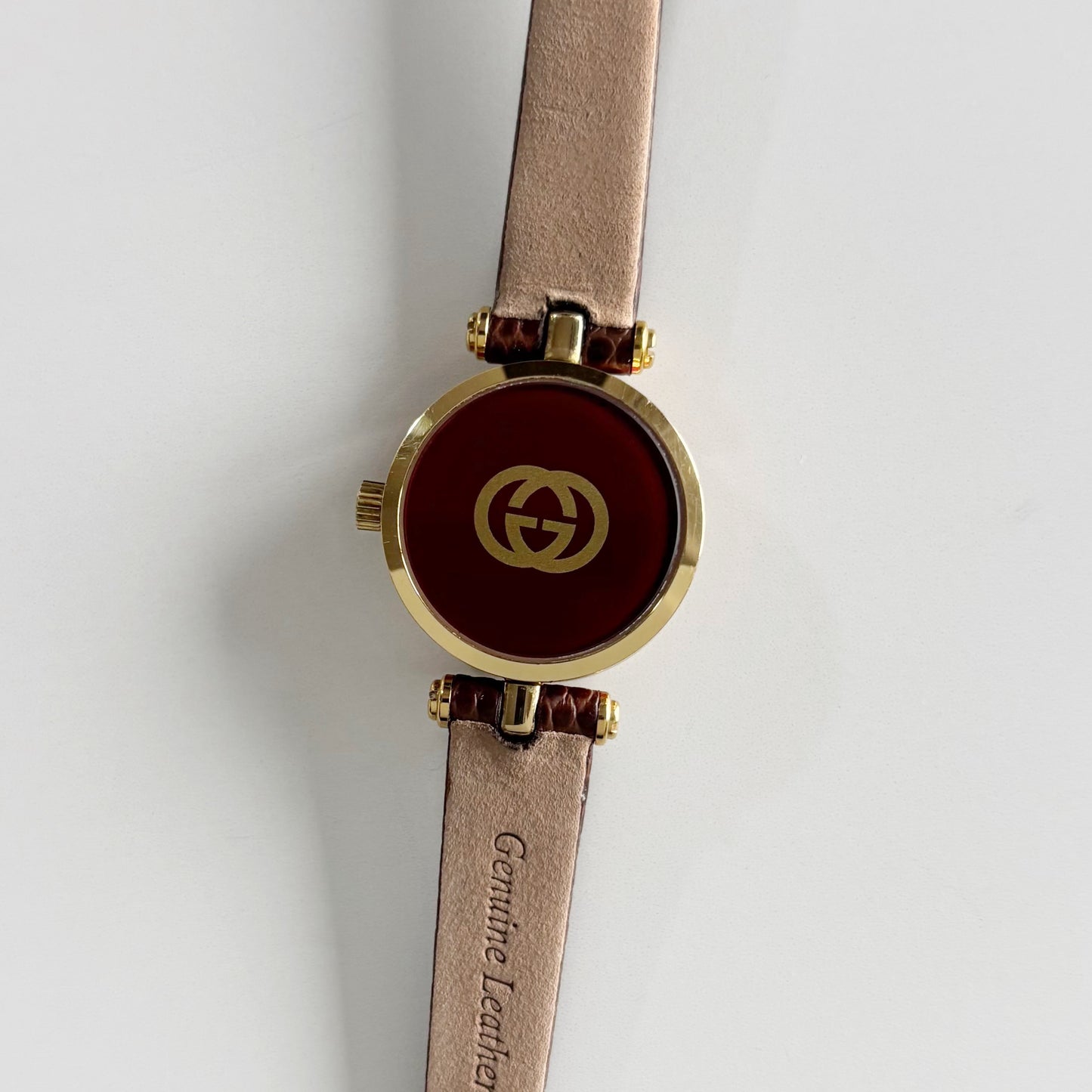 Gucci 1990s Round Dial Gold Plated Watch