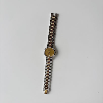 Dior 1990s Octagon Two Tone Gold Plated Watch
