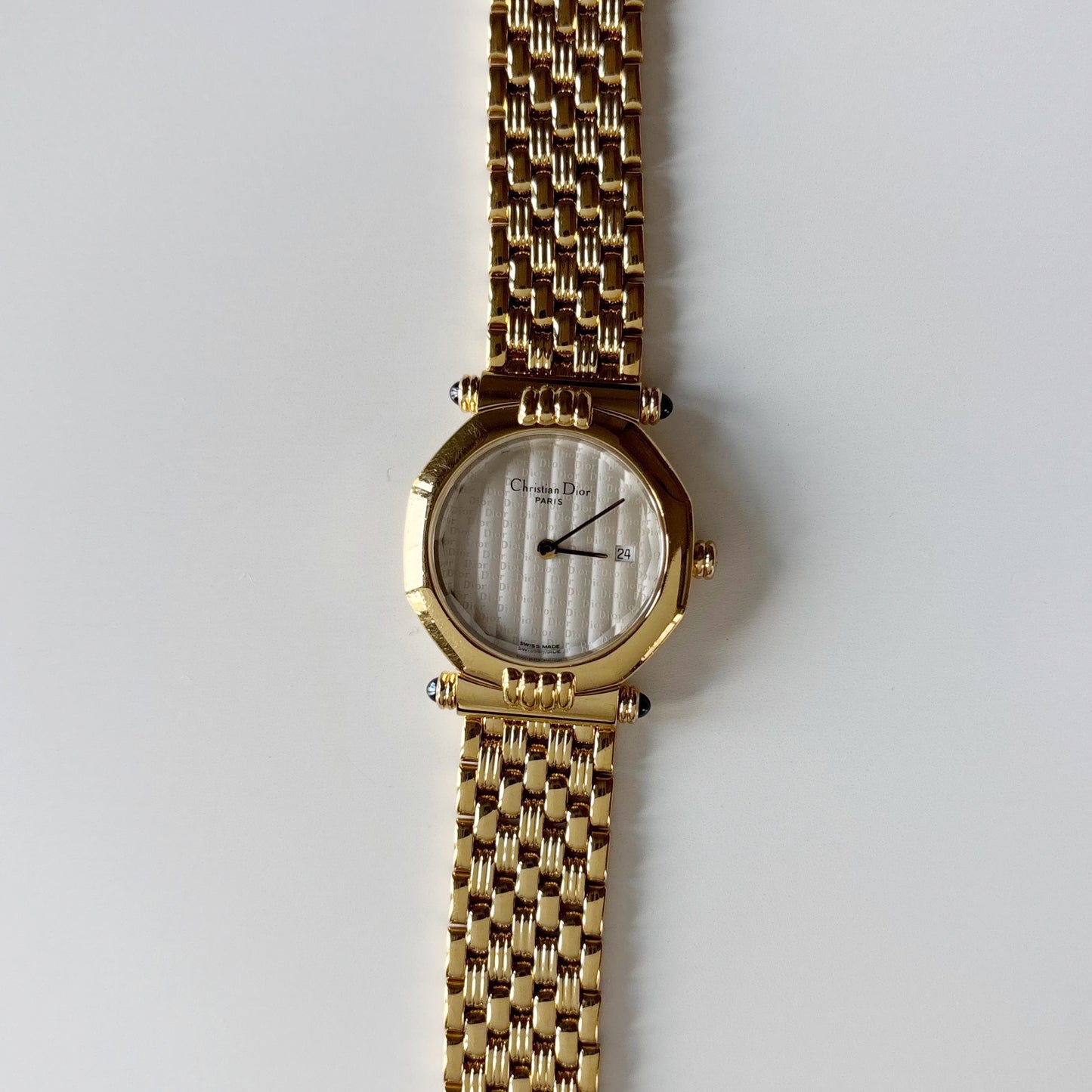 Dior 1990s CD Logo Octagon Gold Plated Watch