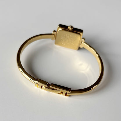 Gucci 1990s Square Dial Gold Plated Bangle Watch