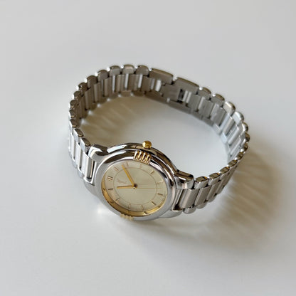 Yves Saint Laurent 1990s Round Dial Two-Tone Gold-Plated Watch (Large)