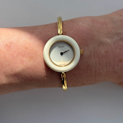 Gucci 1990s Interchangeable Bezel Gold Plated Watch with 12 bezels, case (Small)