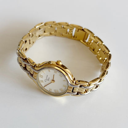 Dior 1990s Round Dial Two Tone Watch