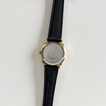 Dior 1990s Date Round Dial Gold Plated Watch
