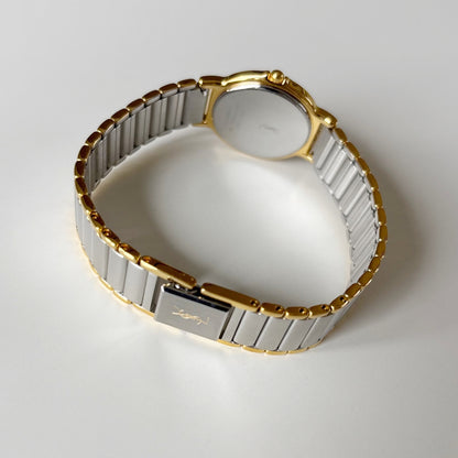 Yves Saint Laurent 1990s Round Dial Two Tone Gold Plated Watch