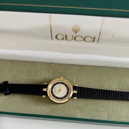 Gucci 1990s Round Dial Gold Plated Watch