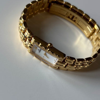 Fendi 1990s Rectangular Dial Gold Plated Watch