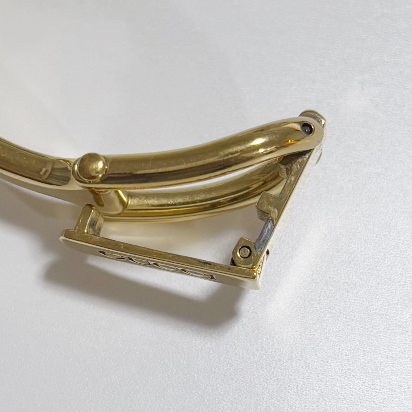 Gucci 1990s Seashell Dial Rectangular Gold Plated  Bangle Watch