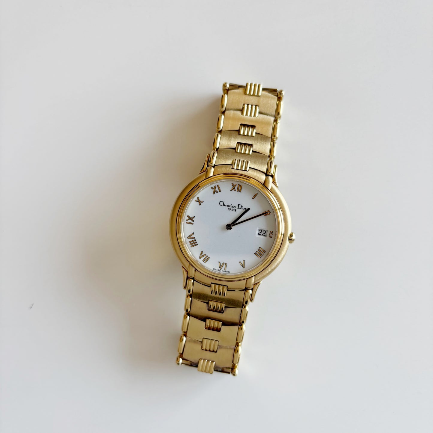 Dior 1990s Date Round Dial Gold Plated Watch (Large)