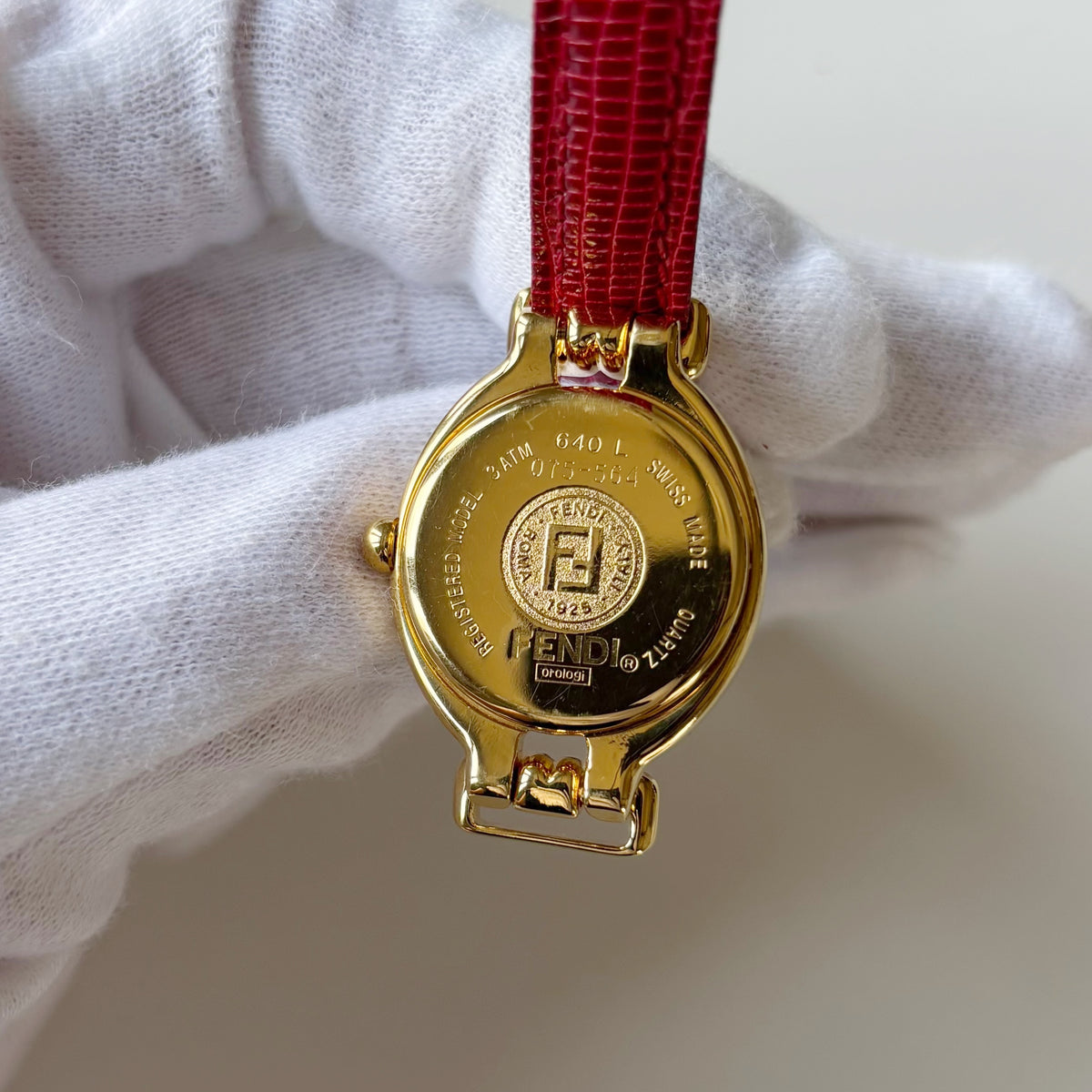 Fendi 1990s Interchangeable Strap Gold Plated Watch with 5 straps, case