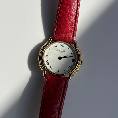 Dior 1990s CD Logo Round Dial Gold Plated Watch