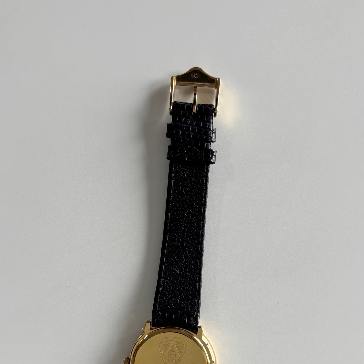 Gucci 1980s Black G Dial Gold Plated Watch (Large)