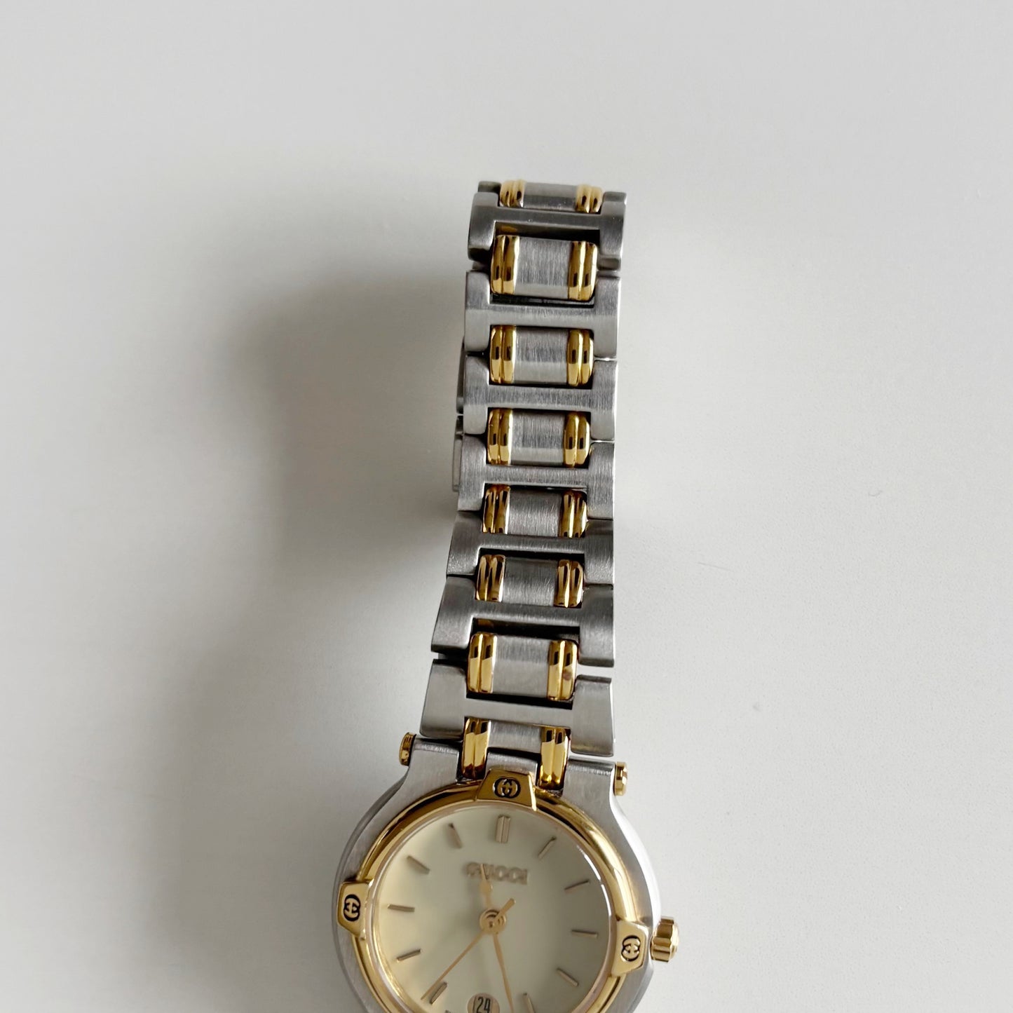 Gucci 1990s Date Round Dial Two Tone Watch