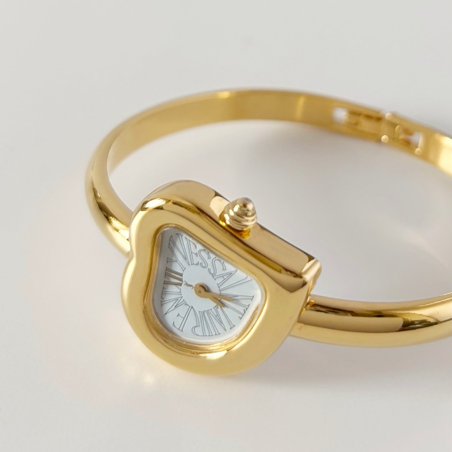Yves Saint Laurent 1990s Heart Shaped Dial Gold Plated Watch