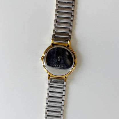 Yves Saint Laurent 1990s Round Dial Gold Plated Two Tone watch (Large)