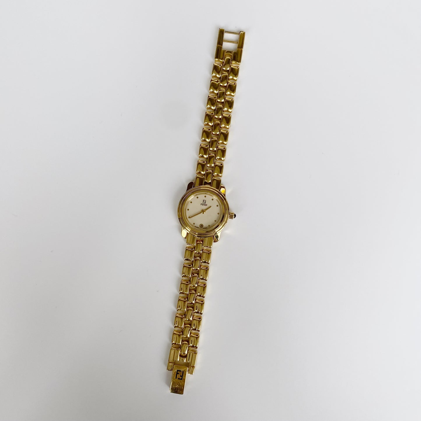 Fendi 1990s Interchangeable Bezel Round Gold Plated Watch with 3 bezels, case