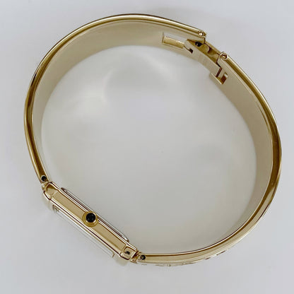 Yves Saint Laurent 1990s Seashell Dial Gold Plated Bangle Watch