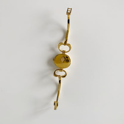 Gucci 1990s Gold Dial Gold Plated Bangle Watch