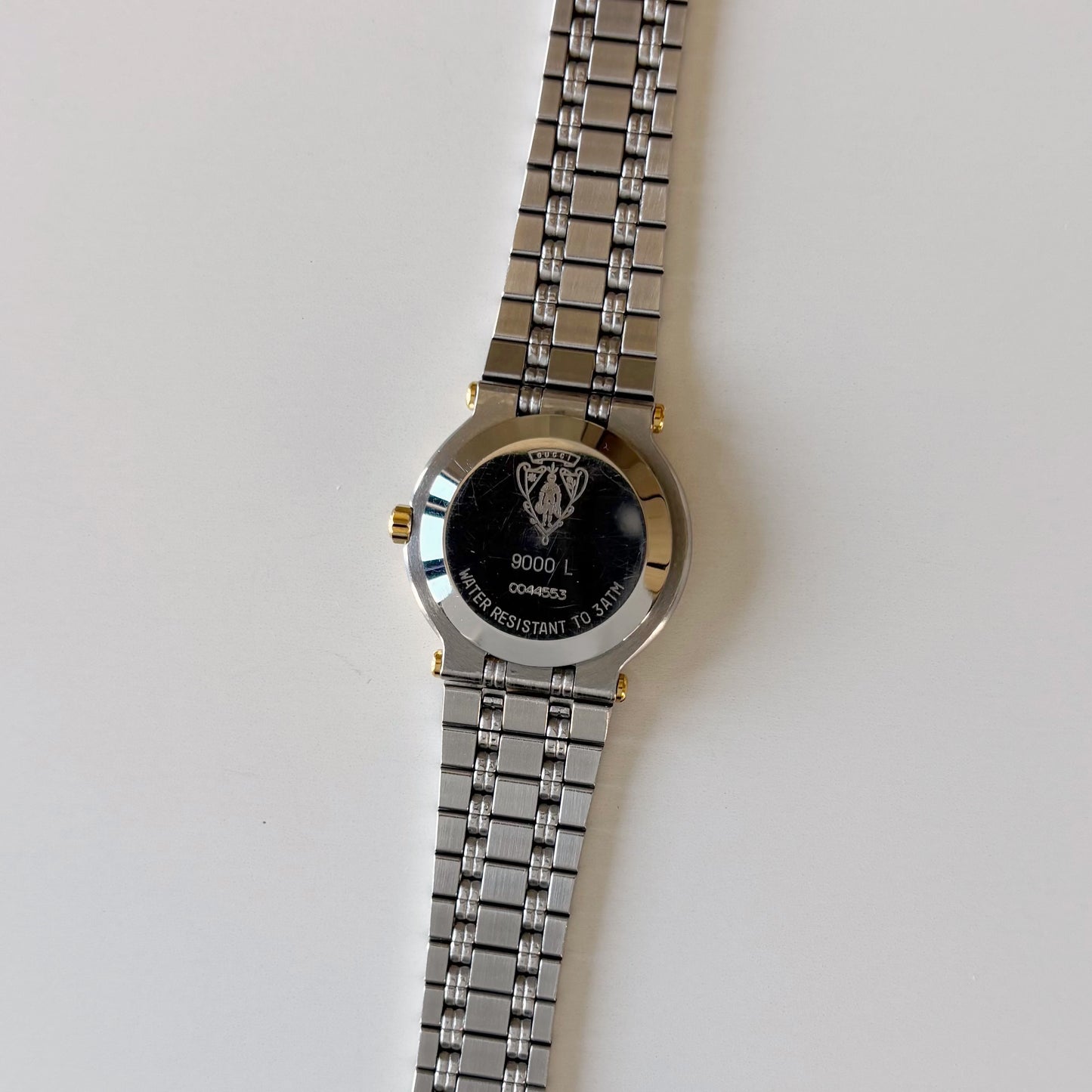 Gucci 1990s Date Round Dial Two Tone Gold Plated Watch