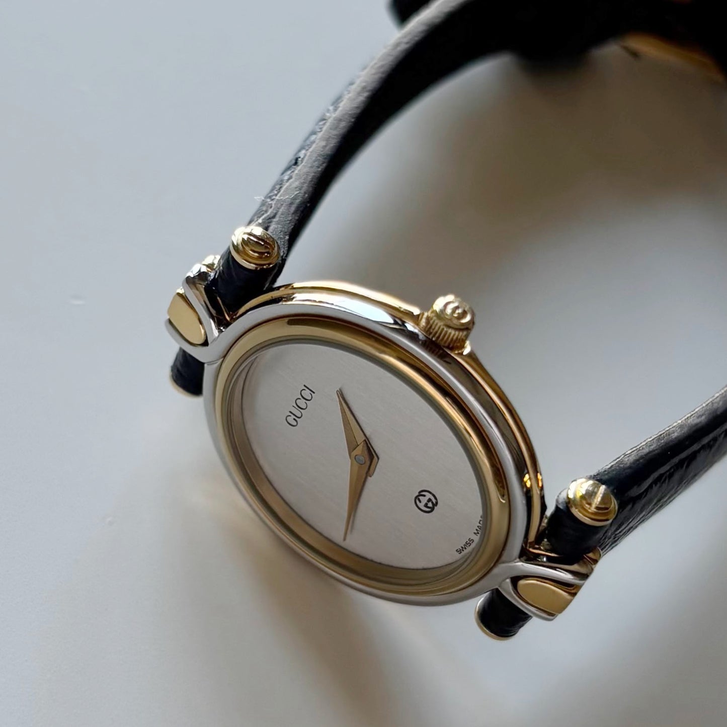 Gucci 1990s Round Dial Two Tone Watch