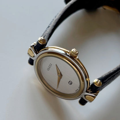 Gucci 1990s Round Dial Two Tone Watch