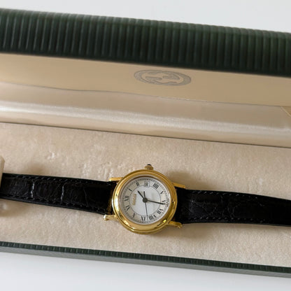 Gucci 1990s Gold Plated Date Round Watch