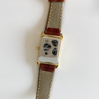 Burberry 1990s Gold Plated Tank Watch