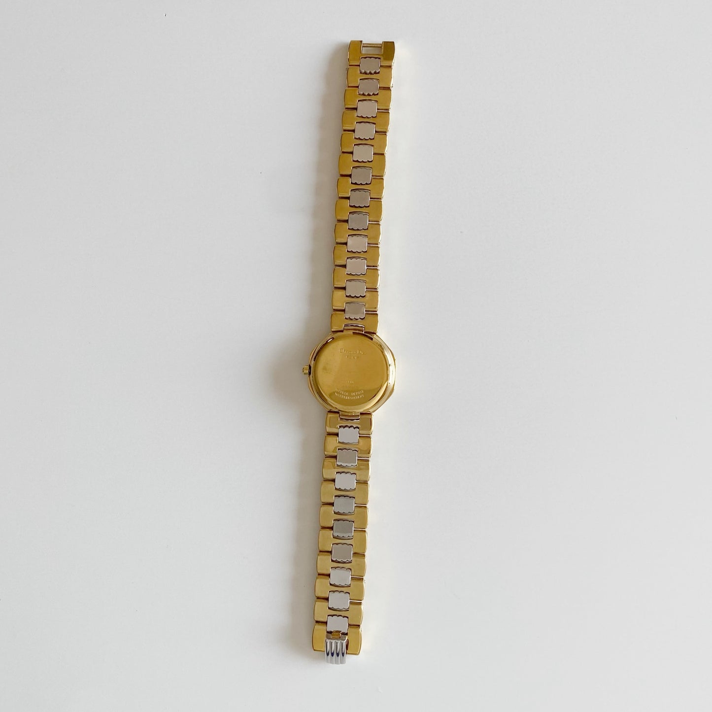Dior 1990s Octagon Two Tone Gold Plated Watch