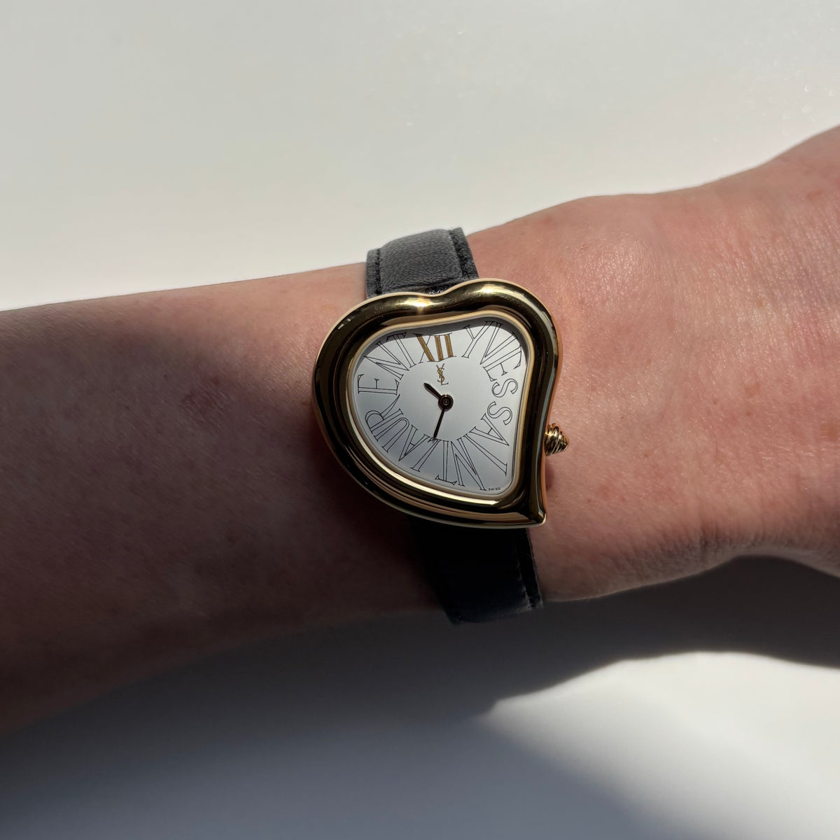 Yves Saint Laurent 1990s Heart Shaped Dial Gold Plated Watch