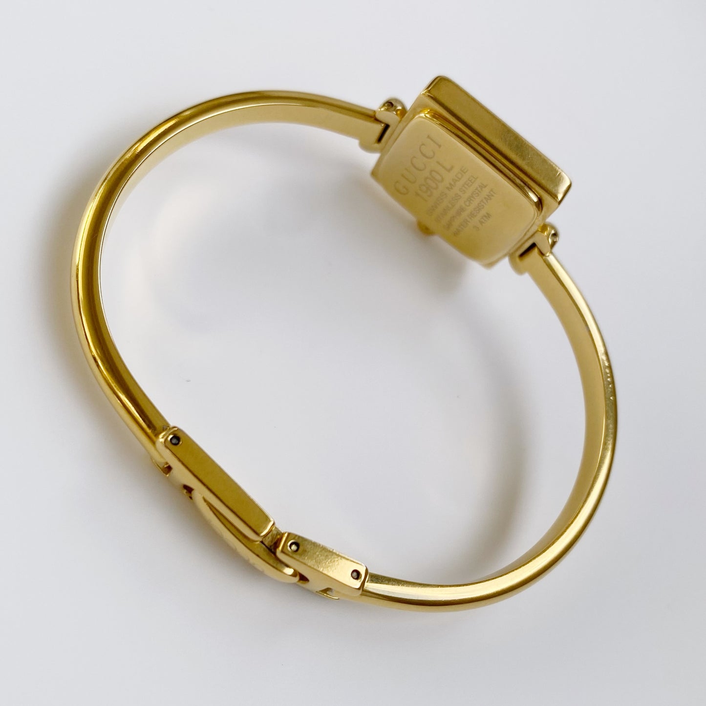 Gucci 1990s Square Gold Plated Bangle Watch