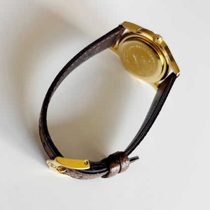 Gucci 1990s Date Round Dial Gold Plated Watch