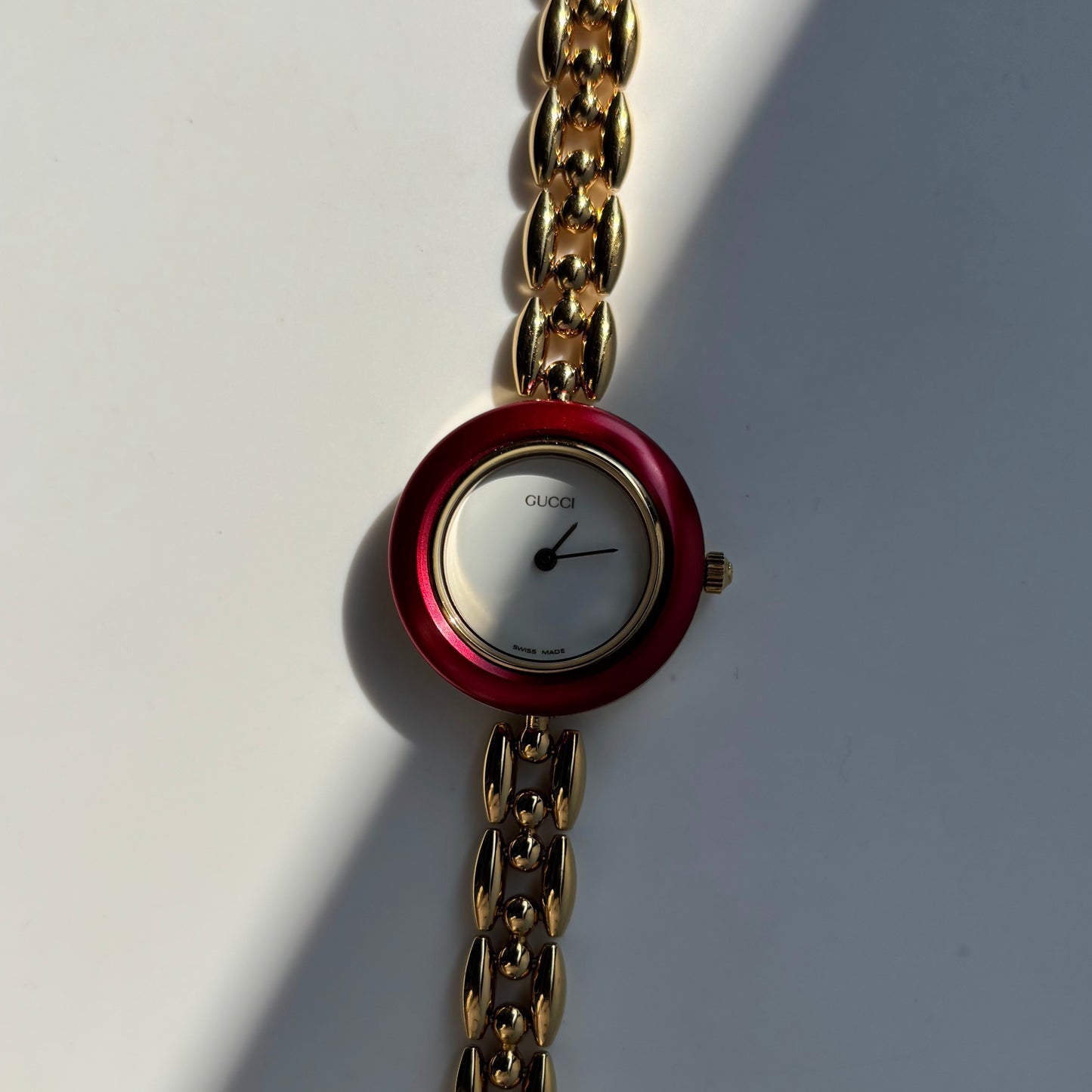 Gucci 1990s Interchangeable Bezel Gold Plated Watch with 6 bezels, case (165mm)